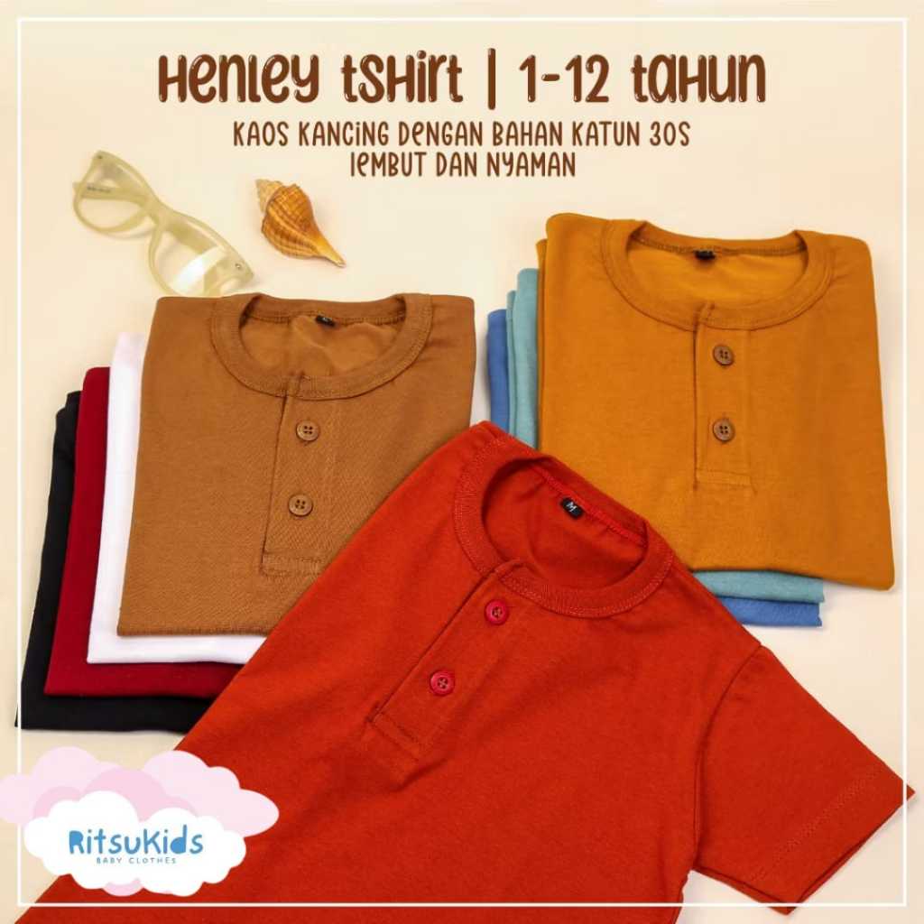 Kaos polos kancing anak laki laki 1-12 tahun lengan pendek cotton combed 30s | kaos anak laki laki p