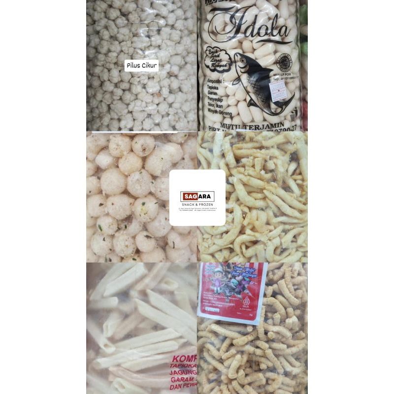 

SNACK KILOAN GURIH 250 GRAM | TELUR GABUS | CIMOL KERING | SEMPRONG WIJEN | PILUS IKAN | STIK ULAT KEJU | PILUS CIKUR | BASRENG DAUN JERUK | KEMBANG GOYANG