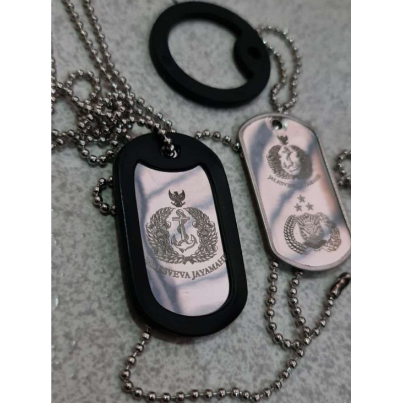 kalung dogtag TNI AL silver custom logo nama grafir laser kado souvenir
