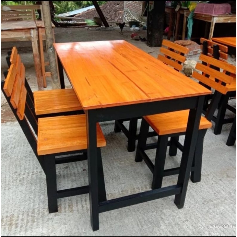 meja makan cafe set +4 kursi sender