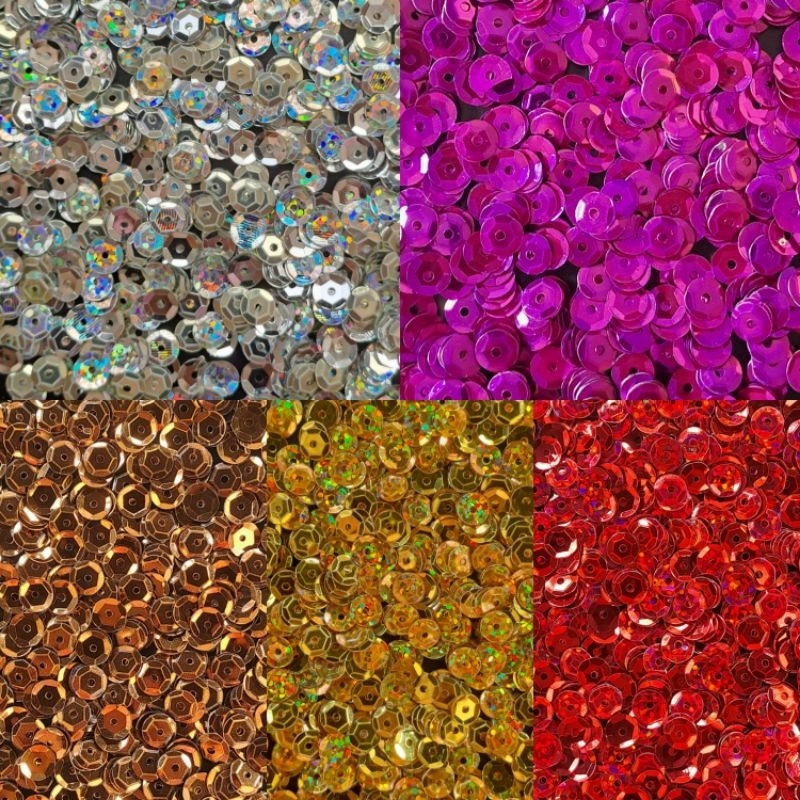 Manik Payet Piring Cekung, Ramborci kebaya, Payet kebaya, Sequin manik, ukuran 6mm- isi 10 gram