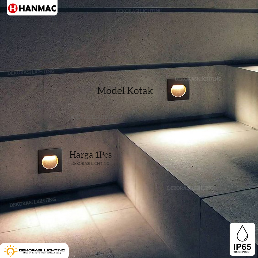 Lampu tangga dinding led outdoor waterproof segi kotak bulat hanmac
