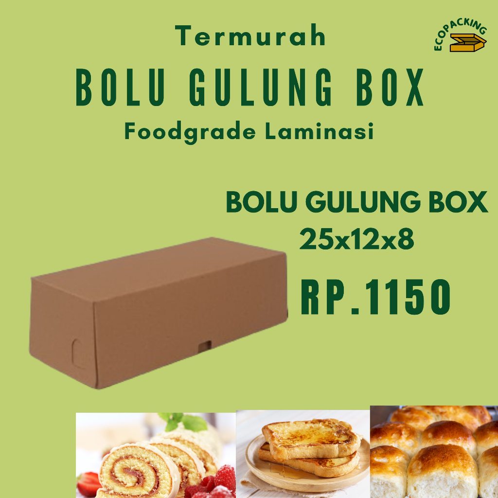 (ISI 50 PCS) Dus Kotak bolu gulung Laminasi / Box Roti sisir / pastry cake Kraft