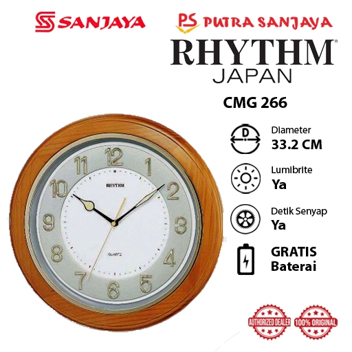 Jam Dinding Lumibrite RHYTHM CMG266 Original