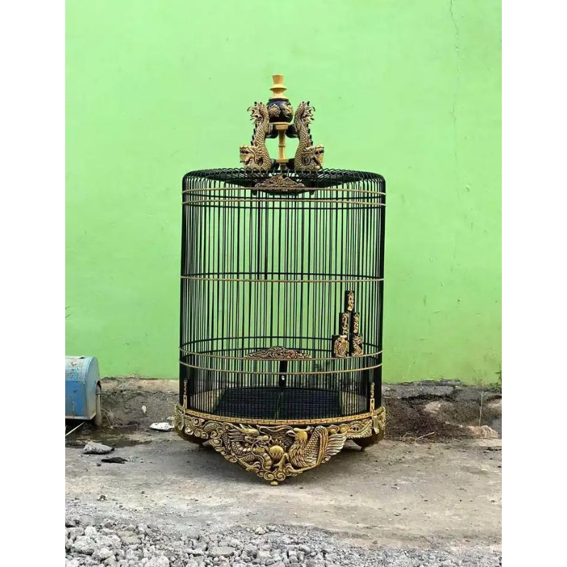 SANGKAR MURAI UKIR GARUDA NO 1 FULSET SANGKAR MURAI JATI KANDANG BURUNG MURAI