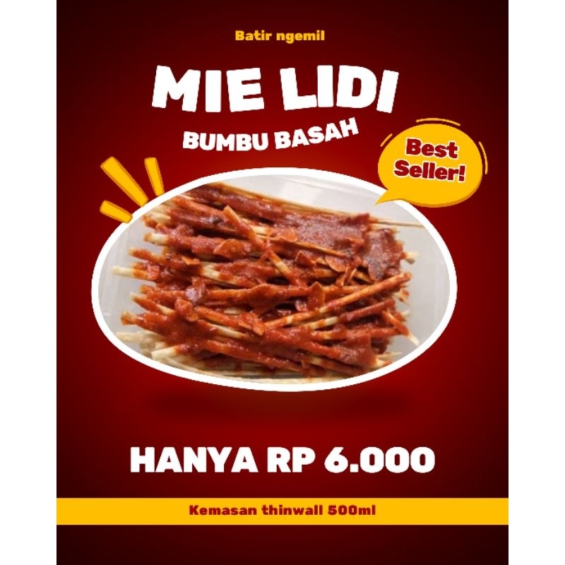 

MIE LIDI GEPENG BUMBU BASAH / KEMASAN 500ml / Balado /pedas / asin gurih