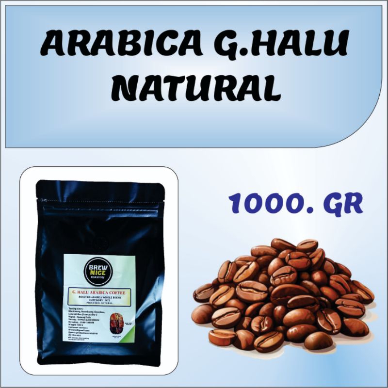 

NATURAL PROCESS, KOPI ARABIKA ROASTED, ARABICA COFFEE BEAN, G. HALU. 1000. G