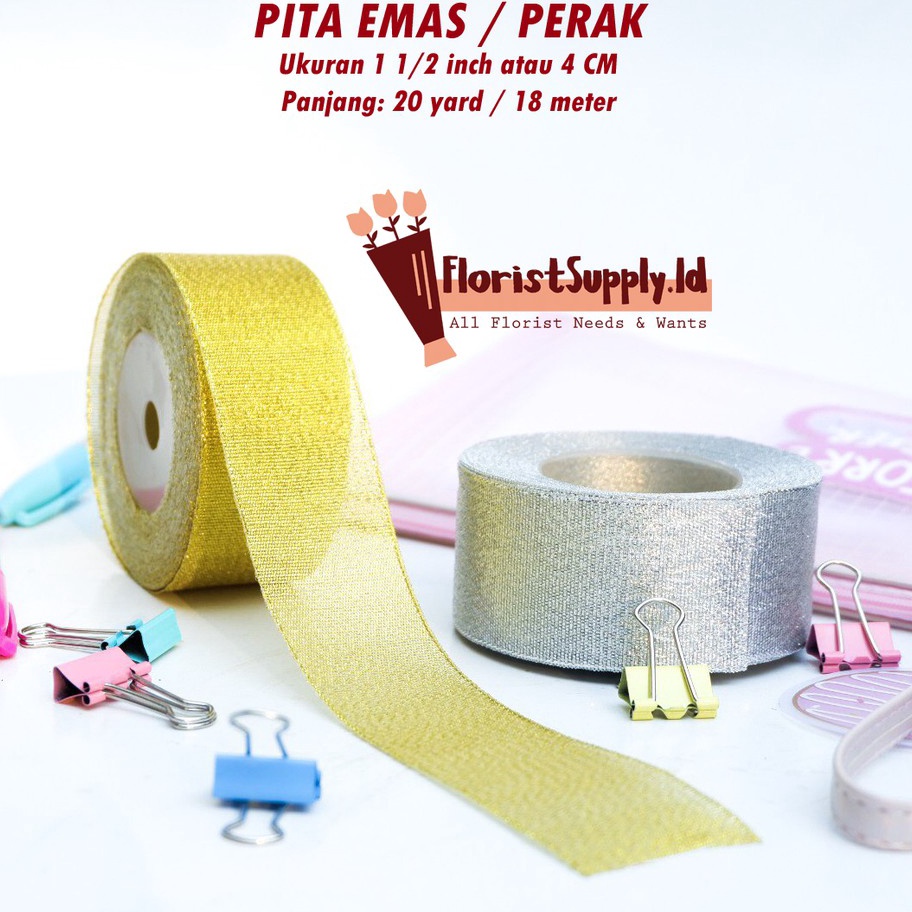 

CUCI GUDANG Pita Emas Perak 4 cm