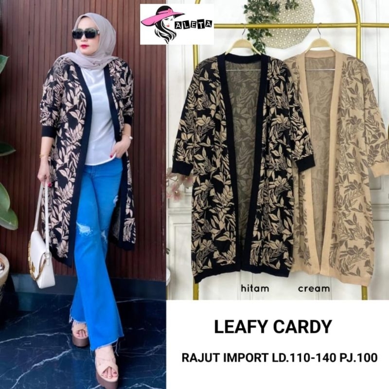 CARDIGAN RAJUT JUMBO/LEAFY/CARDIGAN LONG TUNIK WANITA RAJUT IMPORT JUMBO LD 140 CM FIT XXXXL