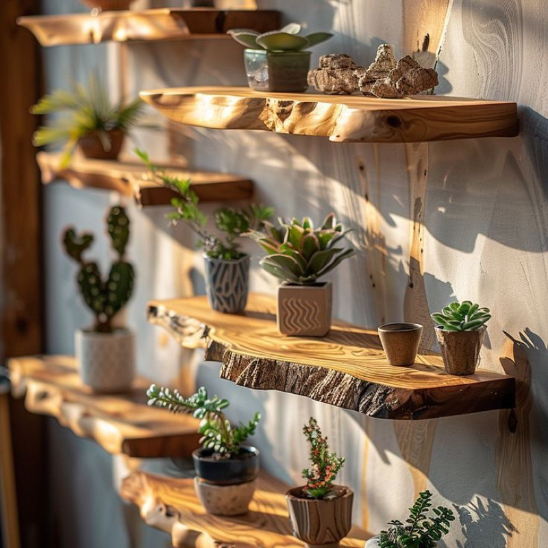 RAK DINDING HIASAN DINDING NATURAL AKAR JATI RAK BUKU RAK TANAMAN/BUNGA