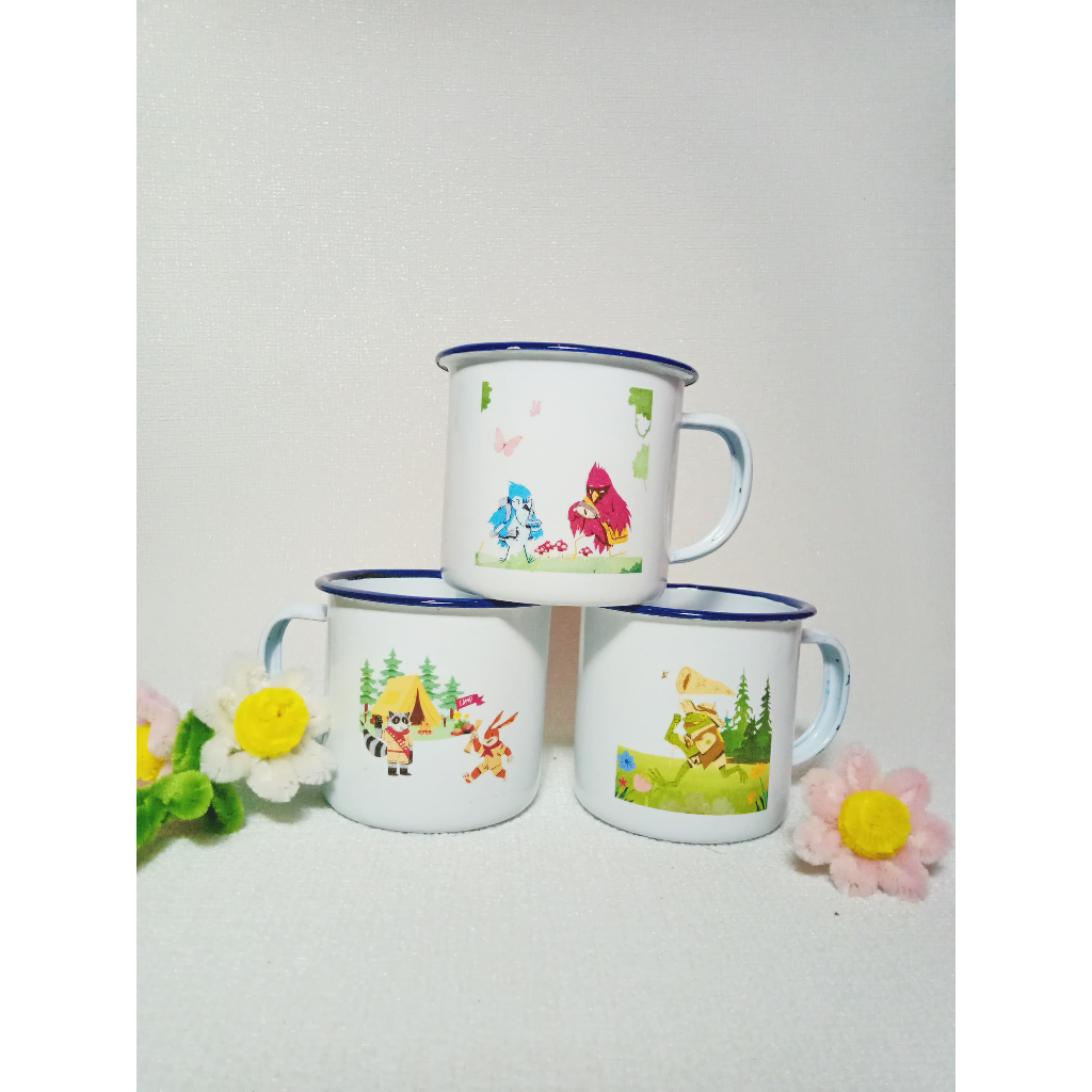 PAKET HAMPERS GELAS / MUG ENAMEL CUSTOM KARAKTER HEWAN LUCU(CETAK DECAL)