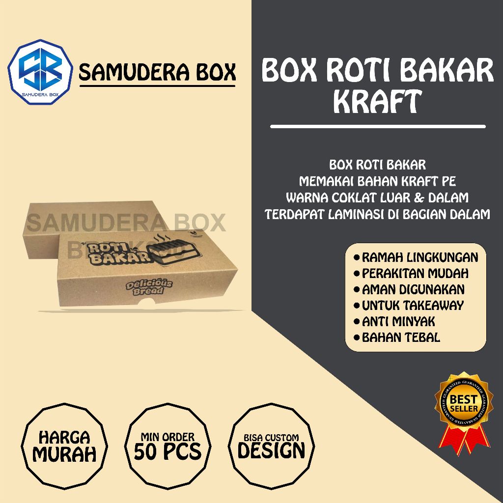 BOX ROTI BAKAR / KEMASAN ROTI BAKAR SETENGAH PORSI /BOX ROTI BAKAR PREMIUM