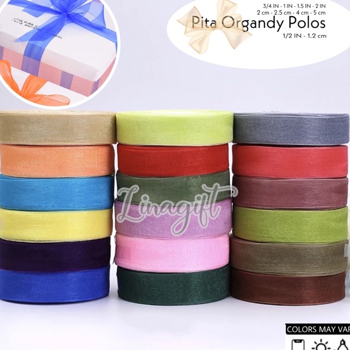 

DISCOUNT Rol 2 Yard PITA ORGANDY POLOS 1 IN 25 CM GIFT RIBBON 1 INCH PITA ORGANZA