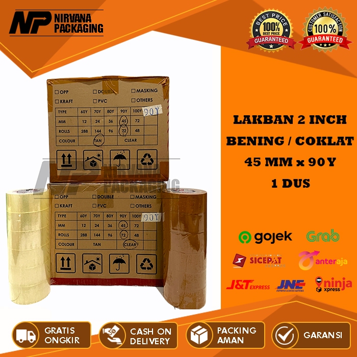 

LAKBAN BENING & COKLAT 2 INCH - 45 MM X 90 YARD FULL KUALITAS DAIMARU 1 DUS