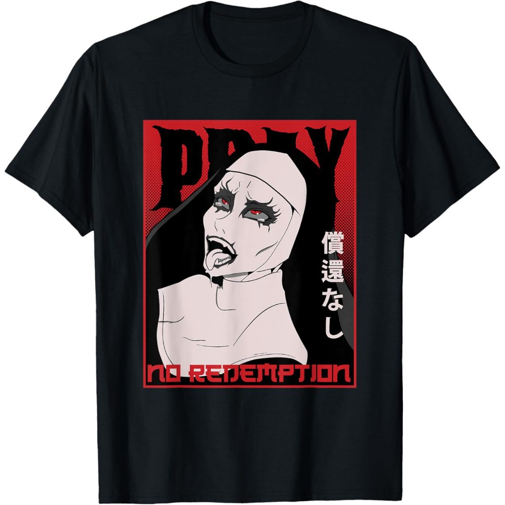 Baju kaos Creepy nun Shirt Black Religion Goth Sister - Evil Goth