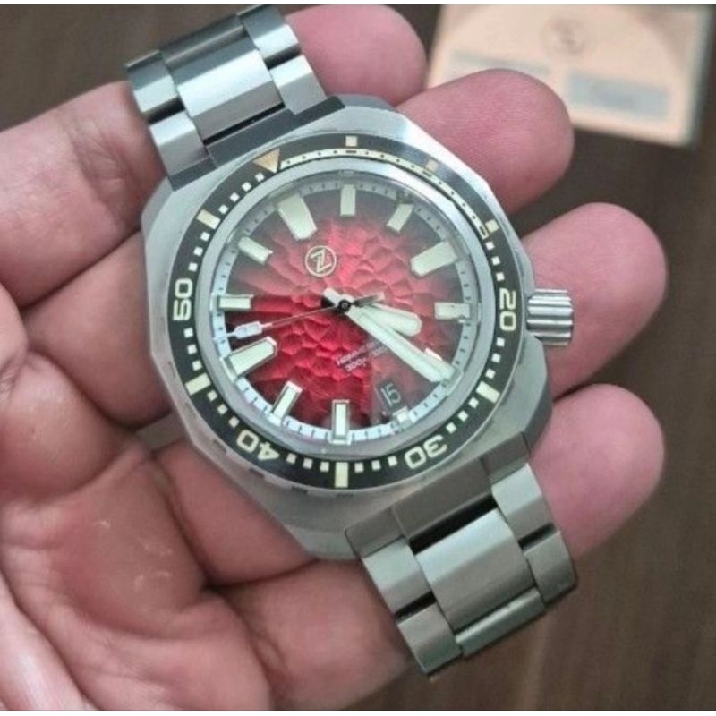ZELOS HAMMERHEAD V3 TITANIUM RED DIAL FULL TITANIUM