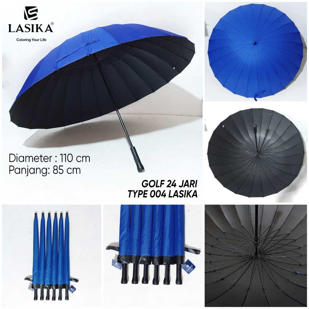 Payung golf lasika 24 jari lapis hitam