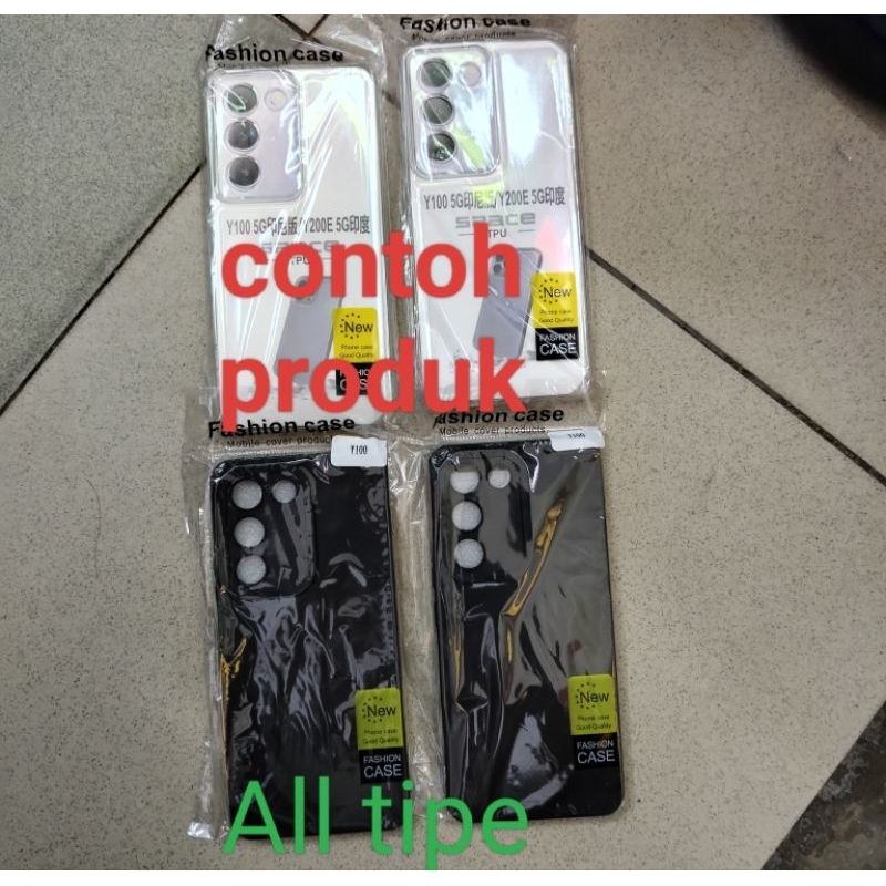 case pelindung handphone karet silikon sarung hp transparan dan hitam vivo y17