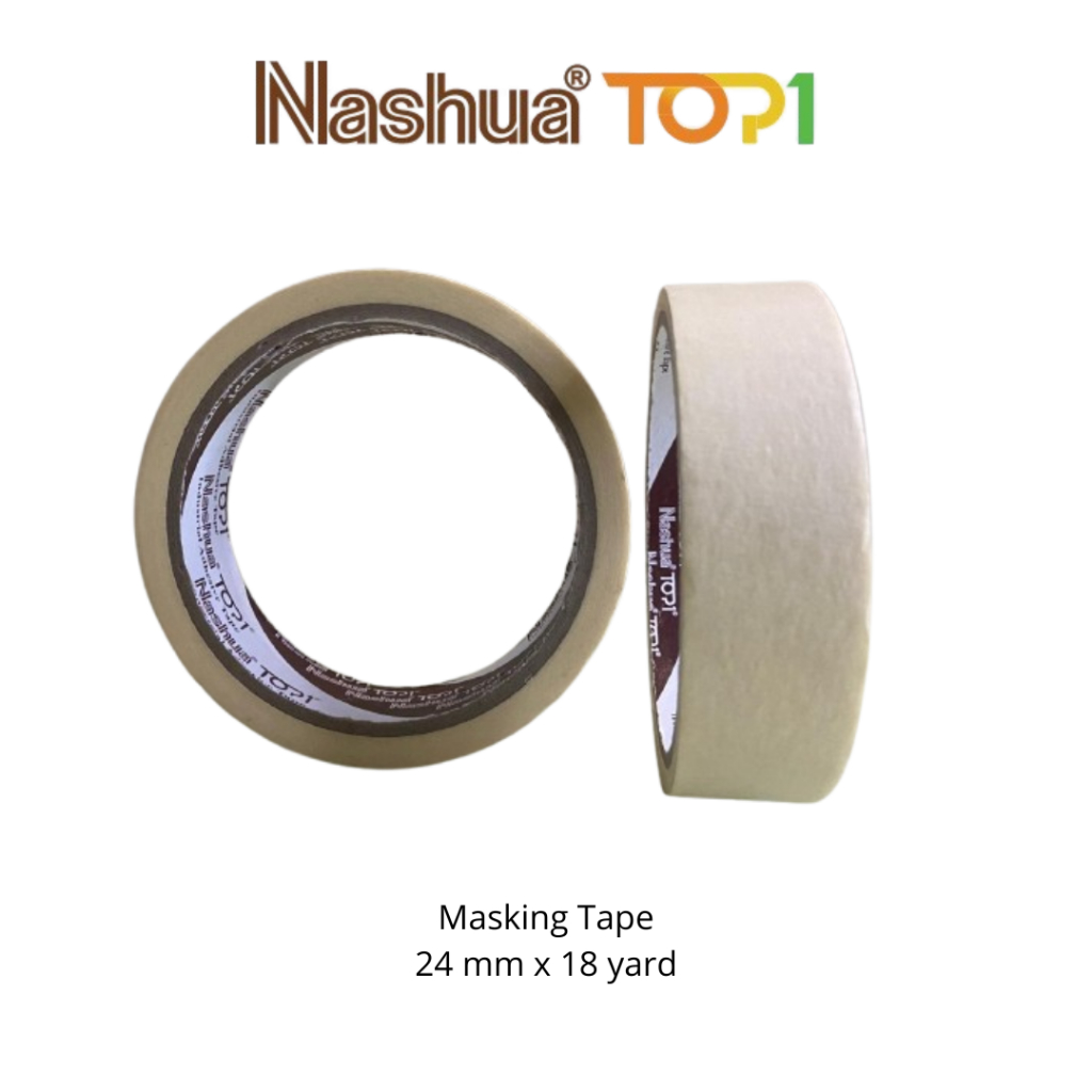 

Nashua Top1 Lakban Kertas Masking Tape 24 MM X 18 yard kemasan PILLOW PLASTIK