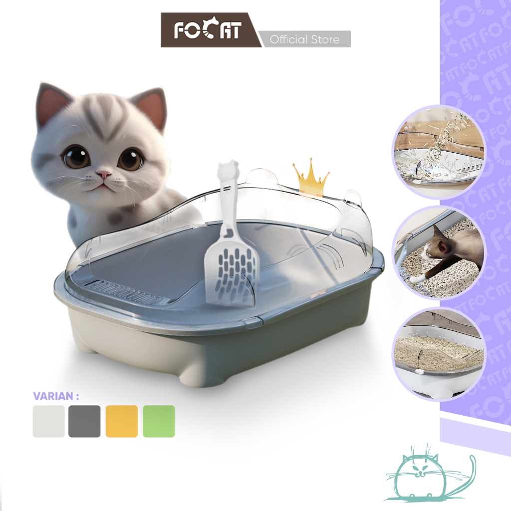 FOCAT Pet Litter Box Open Top M18 Bak Pasir Kucing Anjing Desain Terbuka FREE SEKOP