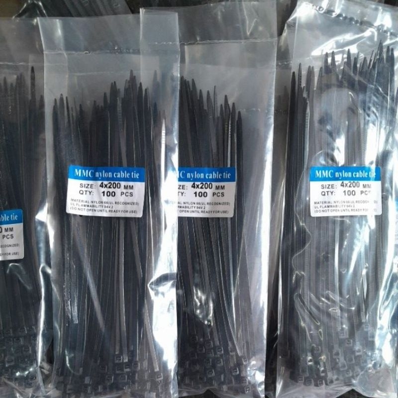 

Tali ties hitam 1 kantong 100pcs size 4x200