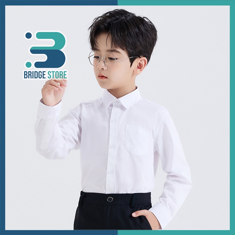 Bridge Kids - Kemeja Anak Lengan Panjang / Baju Kemeja Anak Putih Lengan Panjang