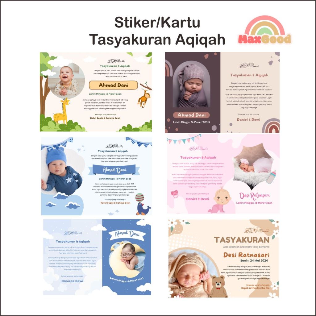 

Kartu/Stiker Ucapan Tasyakuran Aqiqah