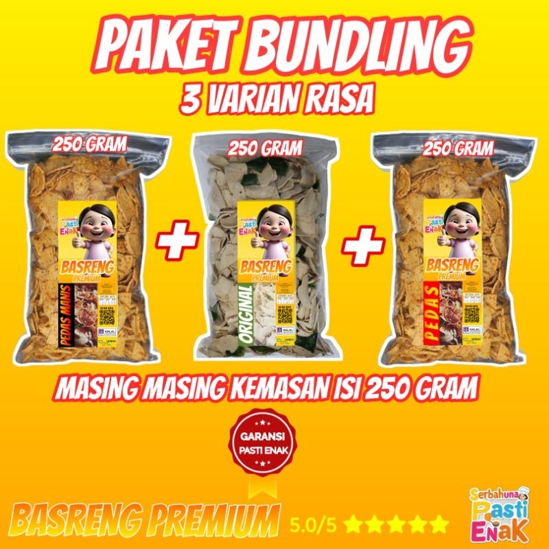 

Paket Bundling Basreng Premium 3 Varian Rasa / Basreng Pedas Daun Jeruk / Basreng Renyah