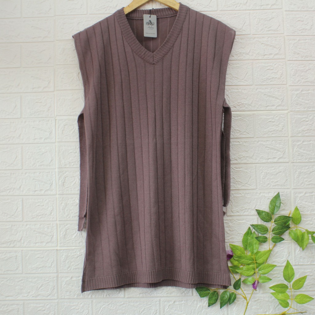 Vest Rajut Panjang v neck tali pinggang Tebal Premium rompi Lissana Panjang sampasi Lutut