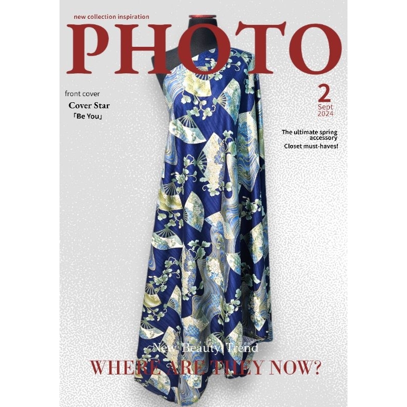 Kain Kimono Jepang 44" motif kipas bunga