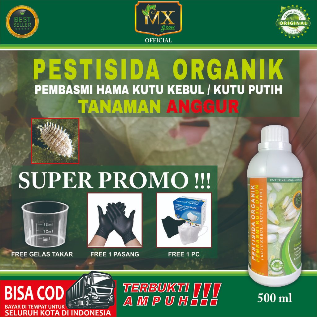 Pestisida Organik Pembasmi KUTU DAUN ( Kutu Kebul / Kutu Putih ) Untuk Tanaman ANGGUR 500 ml