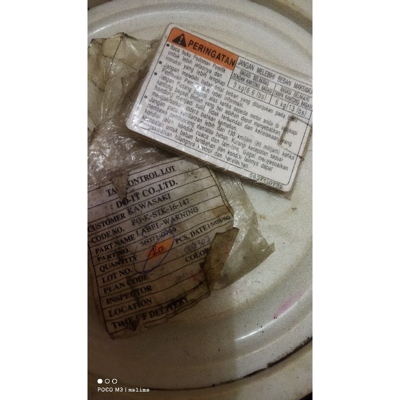 sticker stiker peringatan Kawasaki Versys 250 original