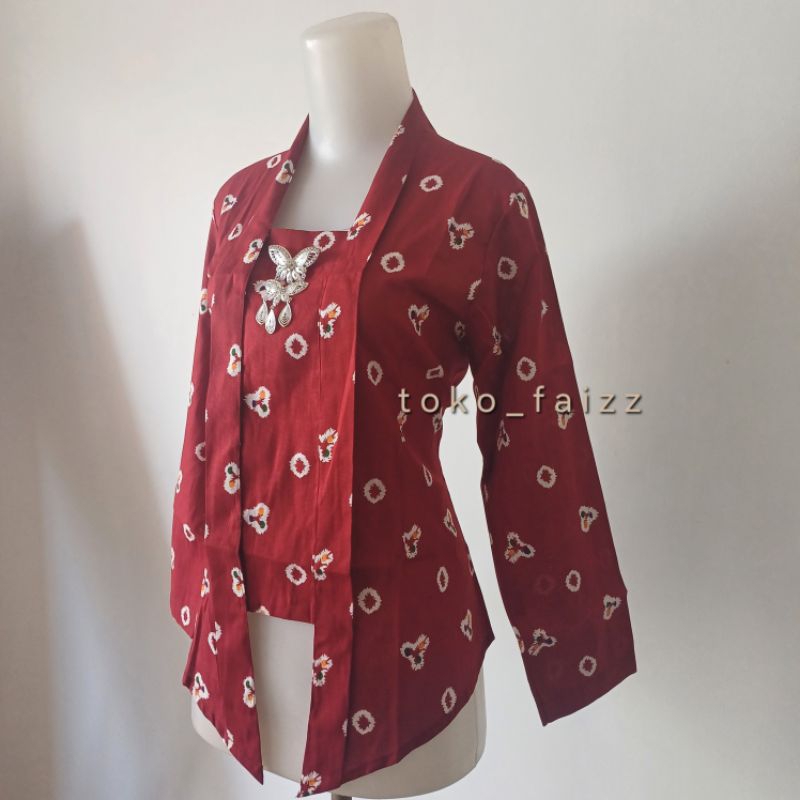 Kebaya Jumputan / Jumputan Kutubaru / Kebaya Klasik / Kutubaru Maroon / Kebaya Nasional