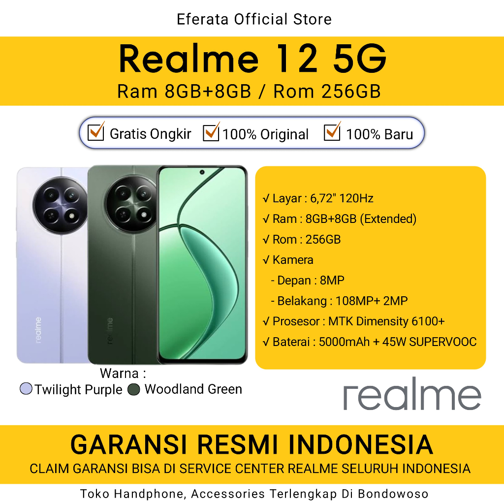 Handphone Realme 12 8/256GB 5G