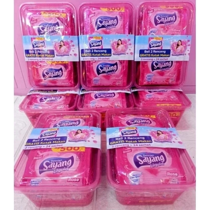 Detergen sayang liquid renceng free box/Detergen cair isi 24 sachet