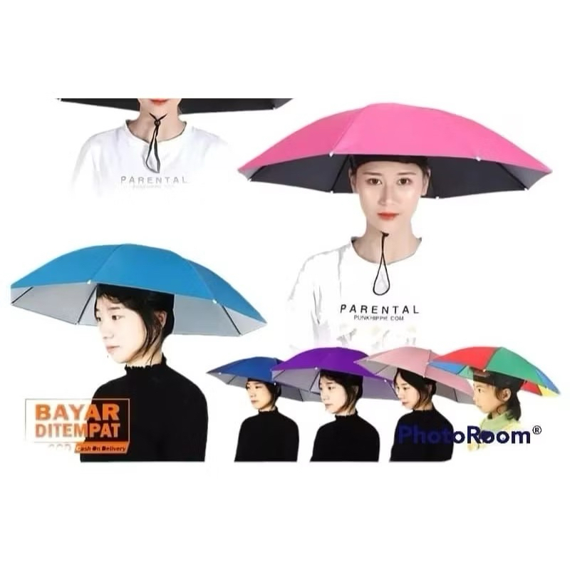 Payung Topi Kepala Diameter 70Cm - Topi Payung Mancing Outdoor Payung Kepala Besar