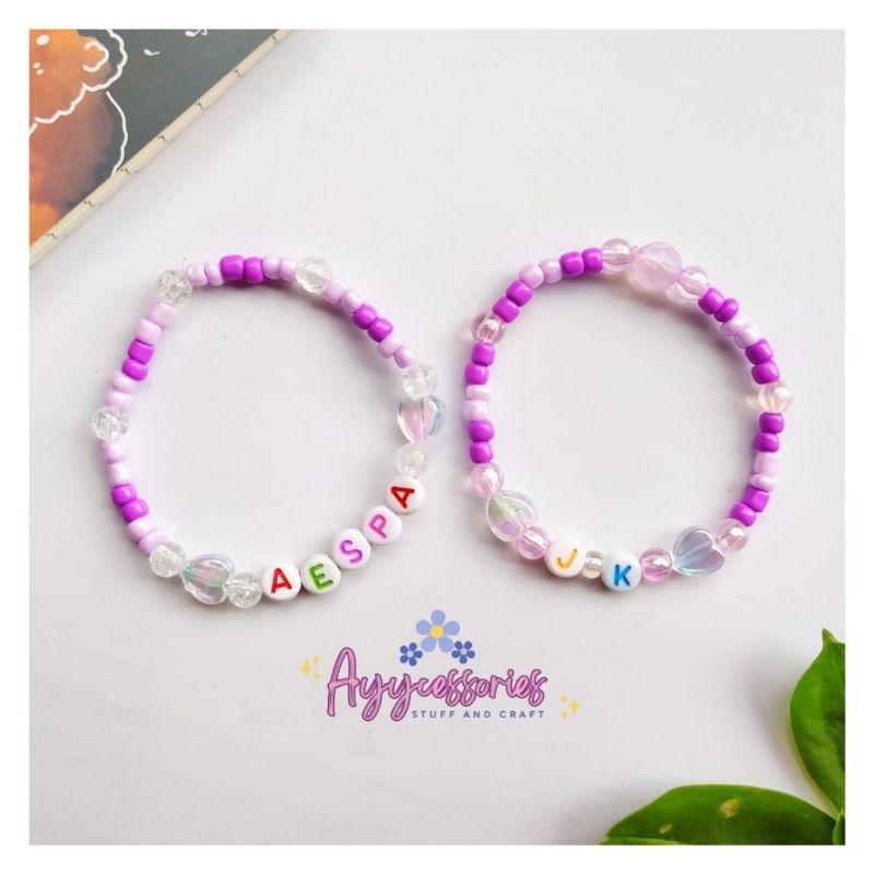 Bracelet Beads Kpop Inisial Nama / Bracelet Name Kpop Beads Aespa NCT SVT / Gelang Manik Kpop Custom