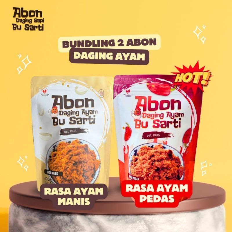 

[PREMIUM PACKAGING] - Abon Ayam Bu Sarti Mix DUO A - Manis dan Pedas