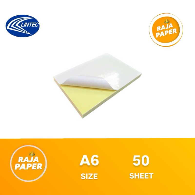 

Kertas Sticker Chromo Glossy A6 By LINTEC 50 Lembar . ( 105 Mm x 148 Mm ) / ( 10.5 Cm x 14.8 Cm ) , 50 Lbr / 50 Pcs , Stiker , Kromo , Cromo , Bontak , Bontax , Mengkilap .