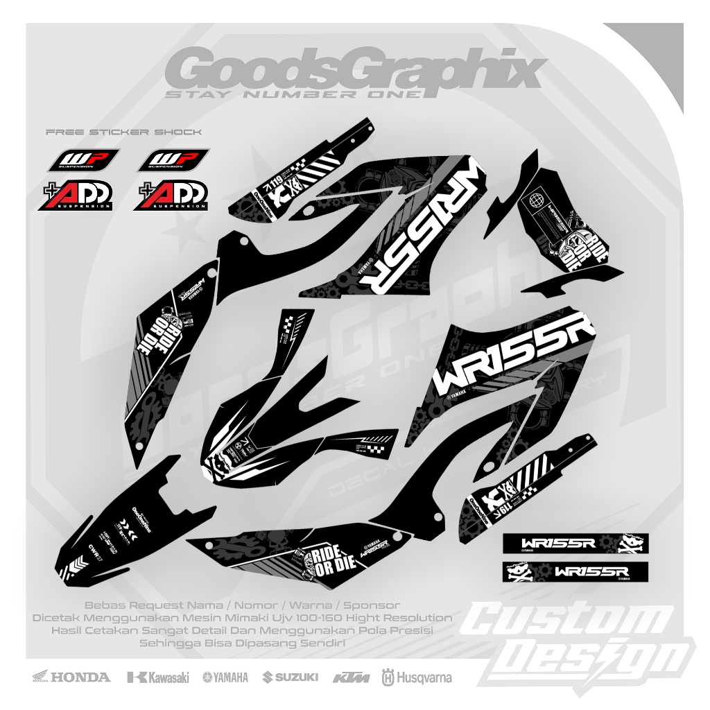 Decal Yamaha Wr 155 Hitam Supermoto - Decal  Custom Yamaha Wr 155