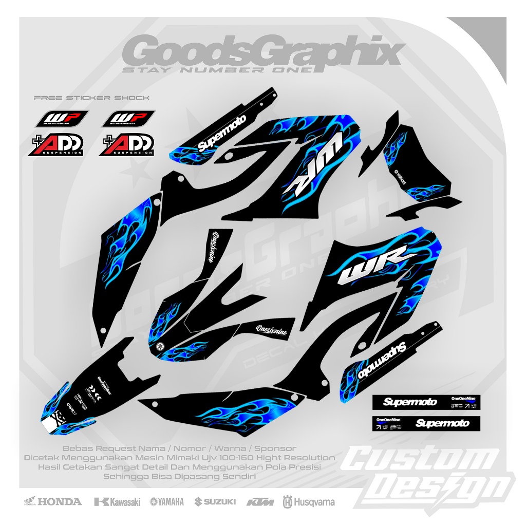 Decal Wr 155 Motif Api Biru - Decal Custom Wr 155 - Decal Hologram