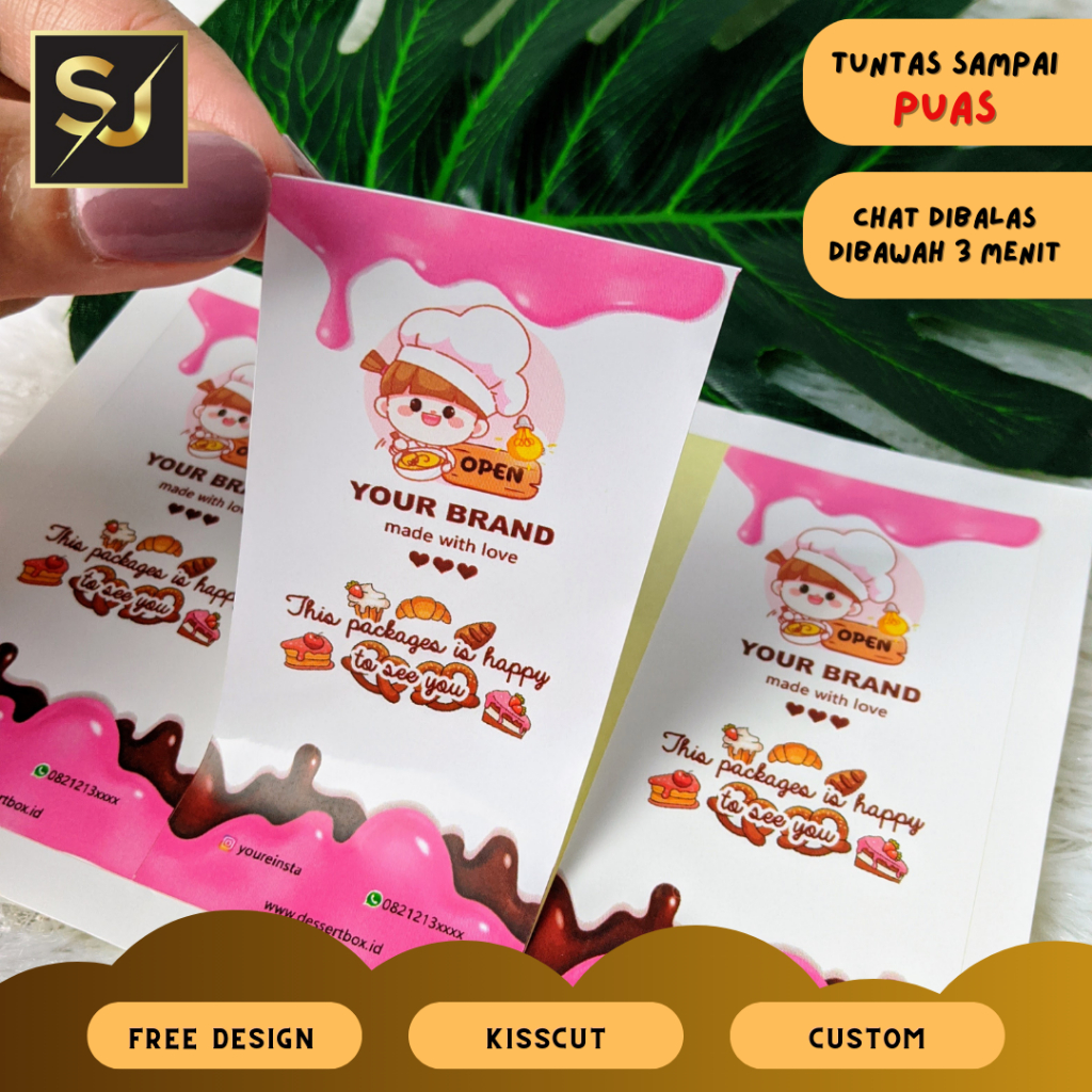 

Cetak Stiker Segel Kotak Box Custom Sticker Persegi Segel Makanan Kemasan Hampers