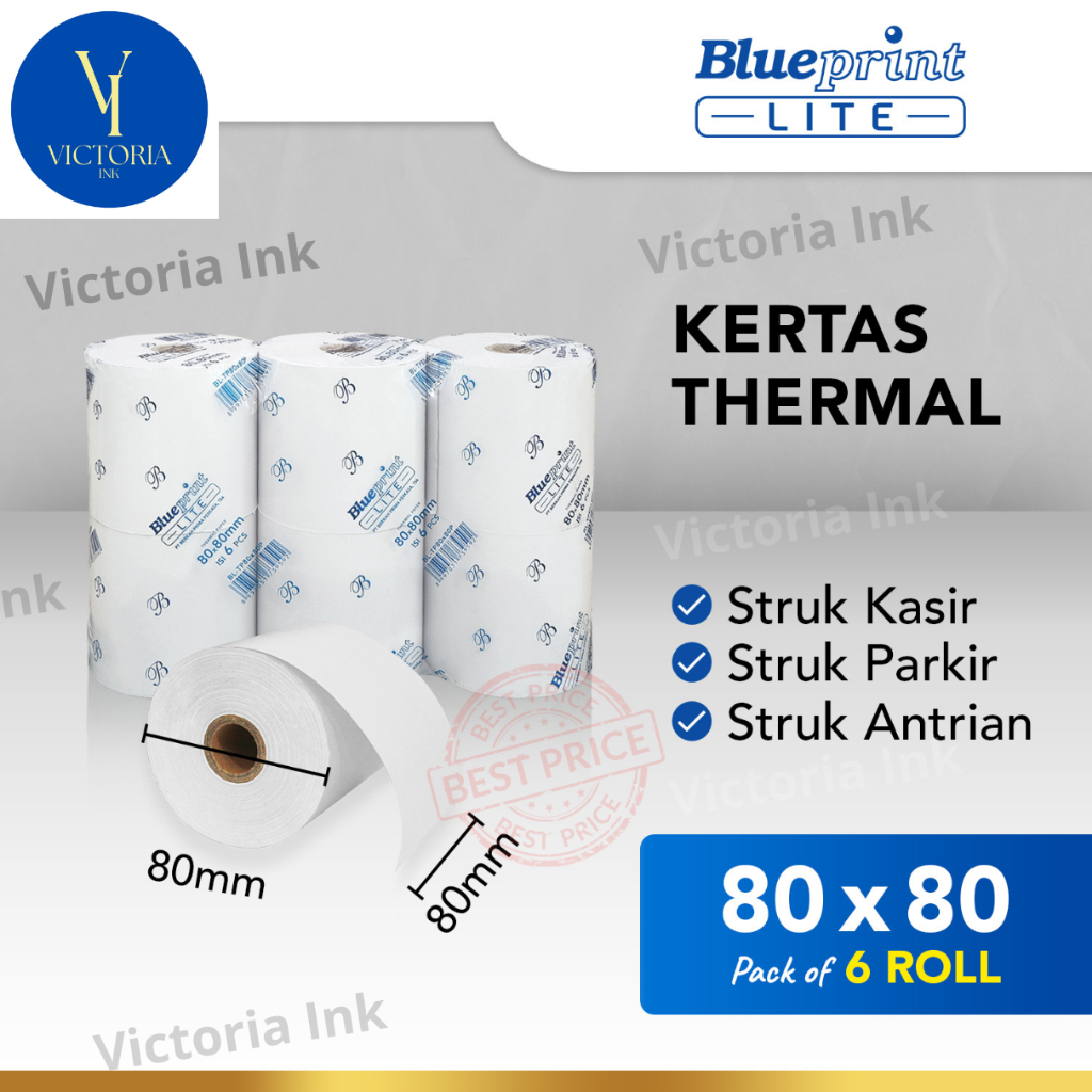 

HJK Kertas Thermal 80x80 Pack of 6 Roll 80x80 (P) KERTAS KASIR STRUK (KEMASAN PACK 6 Roll) KERTAS