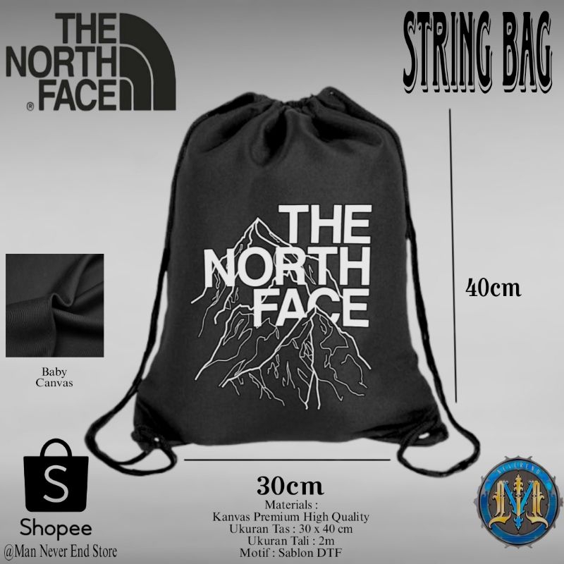 Tas Serut Kanvas Tebal Motif Distro The North TNF / Tas Sekolah Serut Kekinian Baby Canvas Premium 1