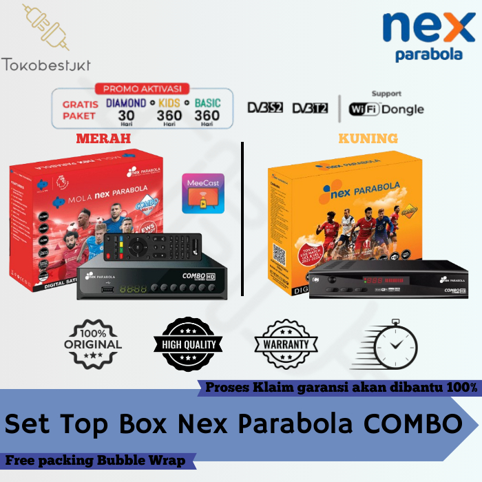 Receiver Parabola Dan Set Top Box Nex Parabola Combo (DVB S2 & DVB T2)