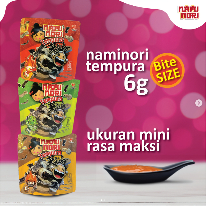 

NAMINORI TEMPURA Cemilan Rumput Laut / Seaweed / Nori rasa SPICY (1 Plastik @10 Sachet)