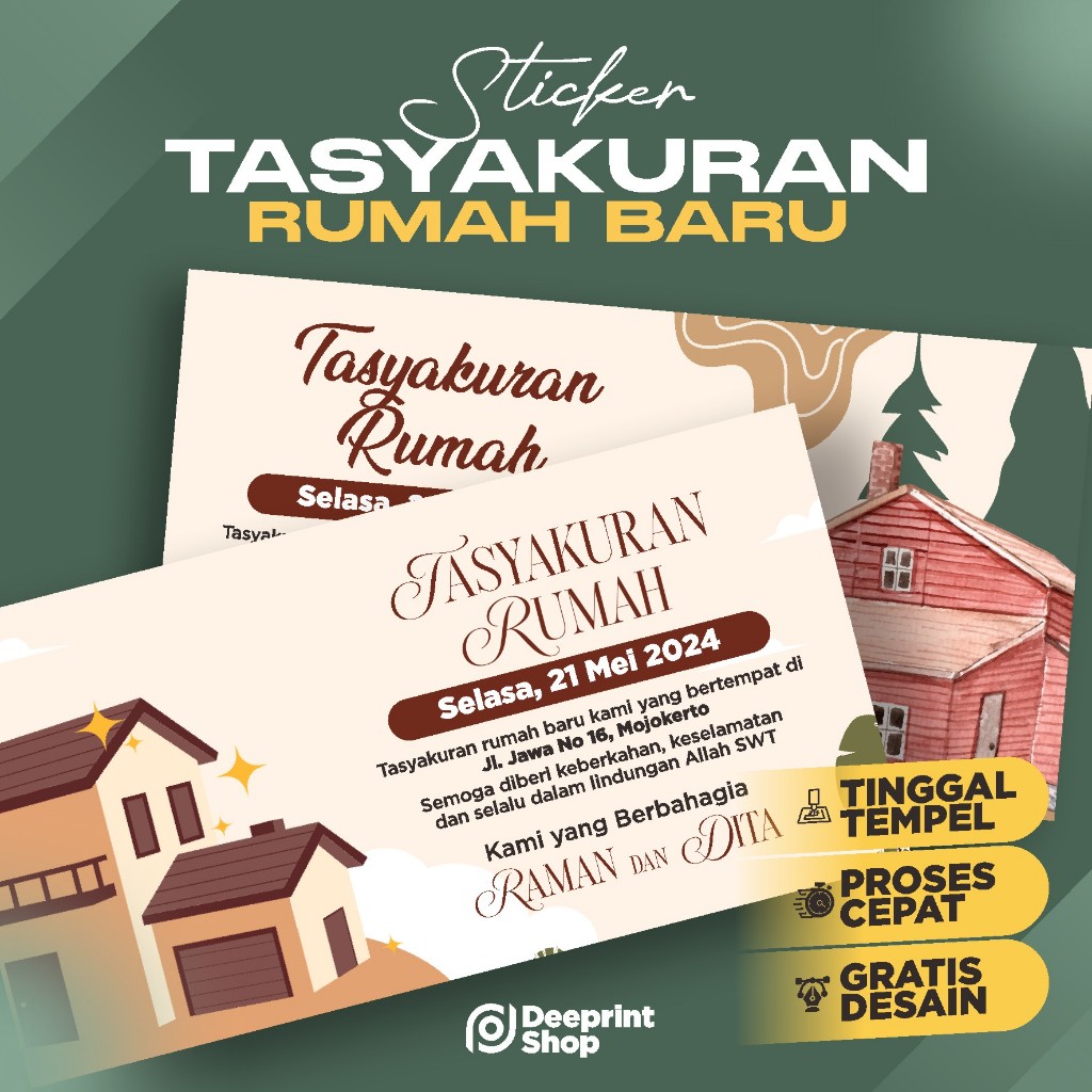 

Stiker Tasyakuran Rumah Baru / Stiker Siap Tempel / Sticker Box Nasi / Stiker Acara Rumah Baru