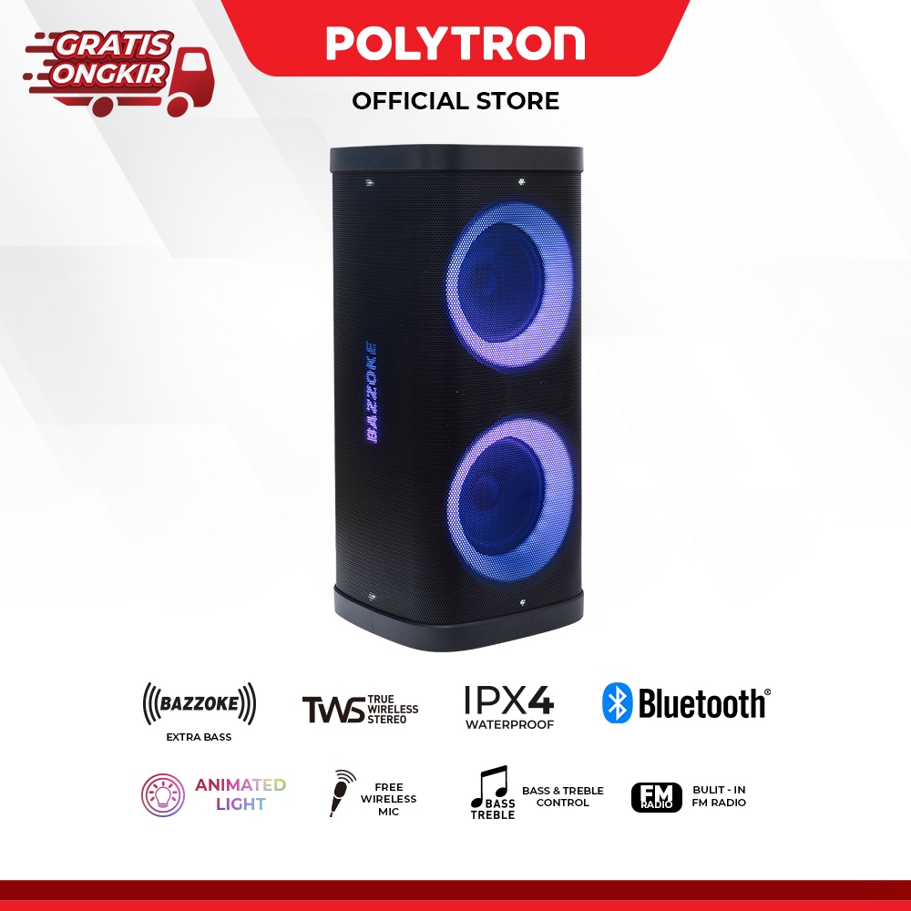 Polytron Partymax Speaker Bluetooth Portable Wireless Karaoke PPS PRO7M22