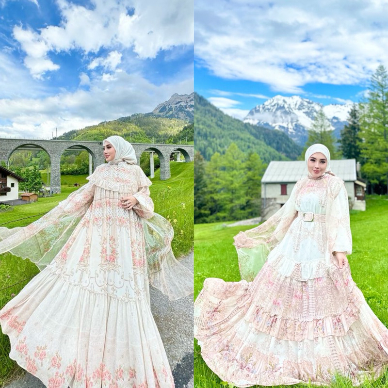 SHELLA SAUKIA DRESS NEW SWISS OUTER ORGANZA FREE HIJAB