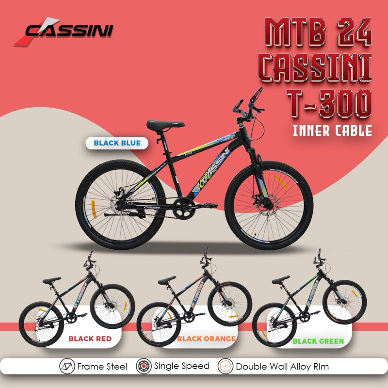 Sepeda Gunung MTB 24” Cassini T-300 Single Speed Inner Cable Terbaru Murah by TreX bisa paylatter